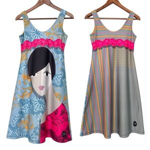 VOLT Design Art To Wear Dress Reversible Small A-Line Mini Novelty Travel